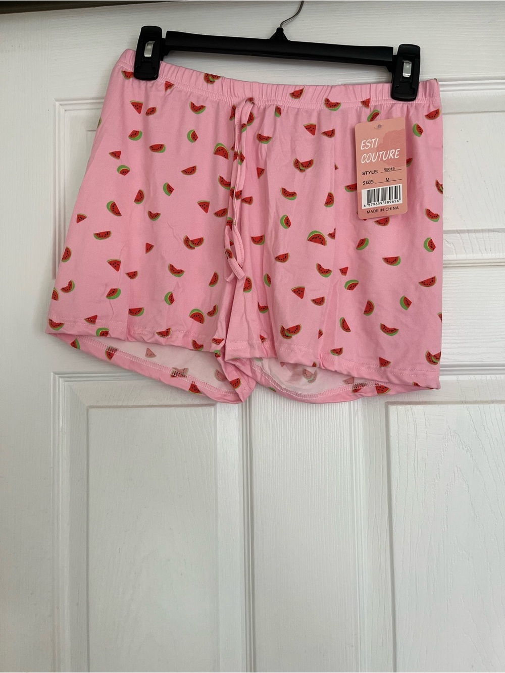 Pink Watermelon-Print Pajama Shorts
